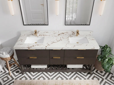 Catalina 72 in W x 22 in D Free Standing Reeded Double Sink Bathroom Vanity