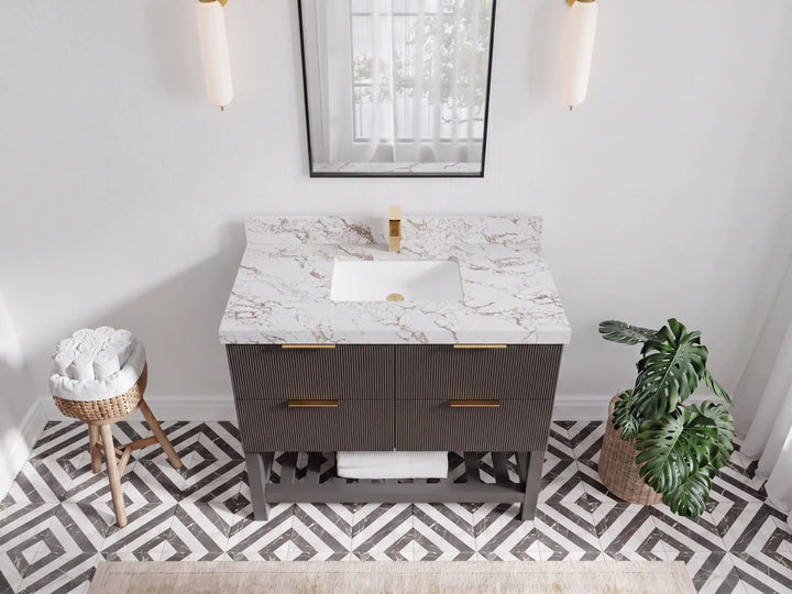 Catalina 42 in W x 22 in D Free Standing Reeded Single Sink Bathroom Vanity - photo 19