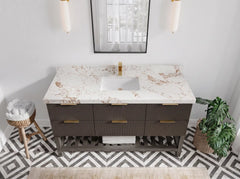 Catalina 60 in W x 22 in D Free Standing Reeded Single Sink Bathroom Vanity - photo 29