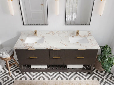 Catalina 72 in W x 22 in D Free Standing Reeded Double Sink Bathroom Vanity