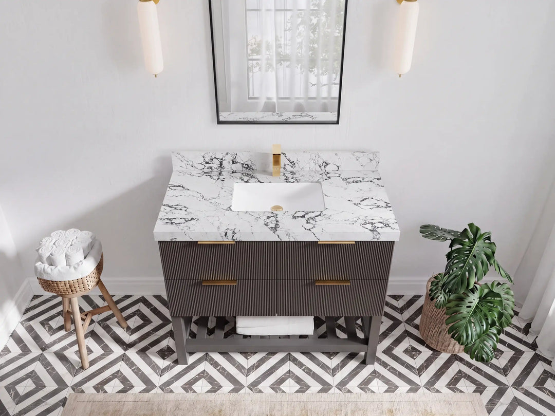 Catalina 42 in W x 22 in D Free Standing Reeded Single Sink Bathroom Vanity | 
              
                Urbane Bronze
                
                  
             - CAT_URB_ARB_42 - photo №20