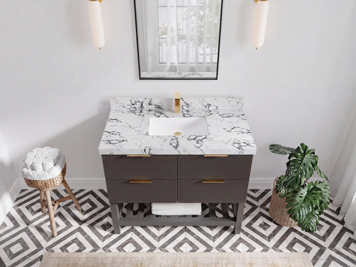 Catalina 42 in W x 22 in D Free Standing Reeded Single Sink Bathroom Vanity - photo 20