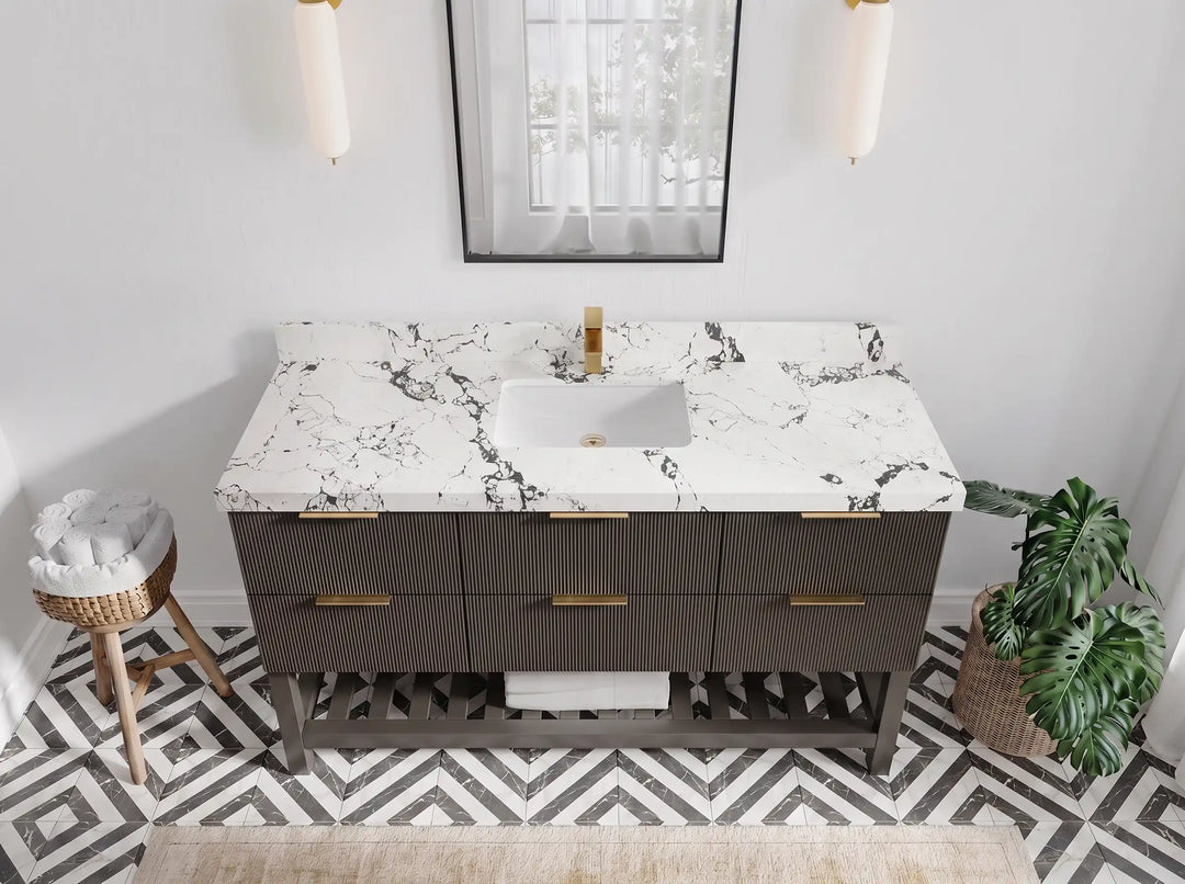 Catalina 60 in W x 22 in D Free Standing Reeded Single Sink Bathroom Vanity | 
              
                Urbane Bronze
                
                  
             - AT_URB_ARB_60S - photo №31