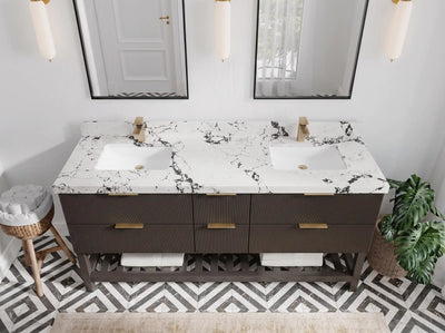 Catalina 72 in W x 22 in D Free Standing Reeded Double Sink Bathroom Vanity