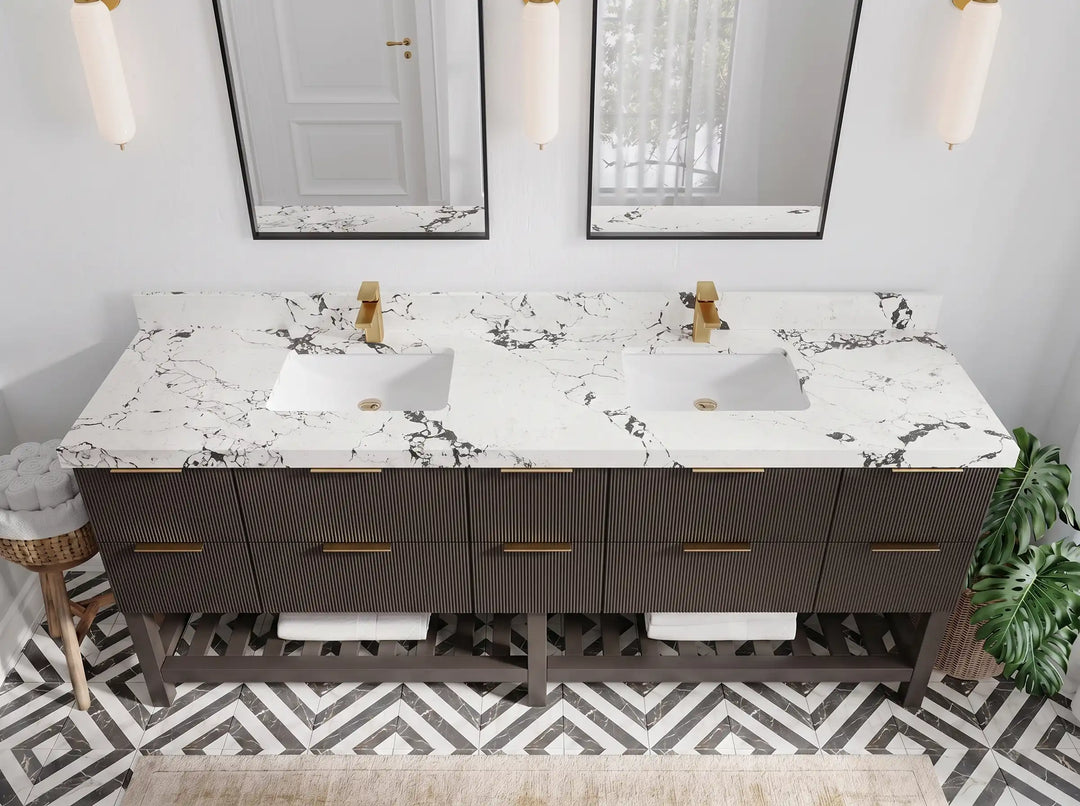 Catalina 84 in W x 22 in D Free Standing Reeded Double Sink Bathroom Vanity | 
              
                Urbane Bronze
                
                  
             - CAT_URB_WHQZ_84D - photo №20