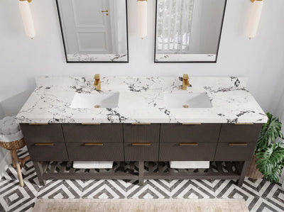 Catalina 84 in W x 22 in D Free Standing Reeded Double Sink Bathroom Vanity