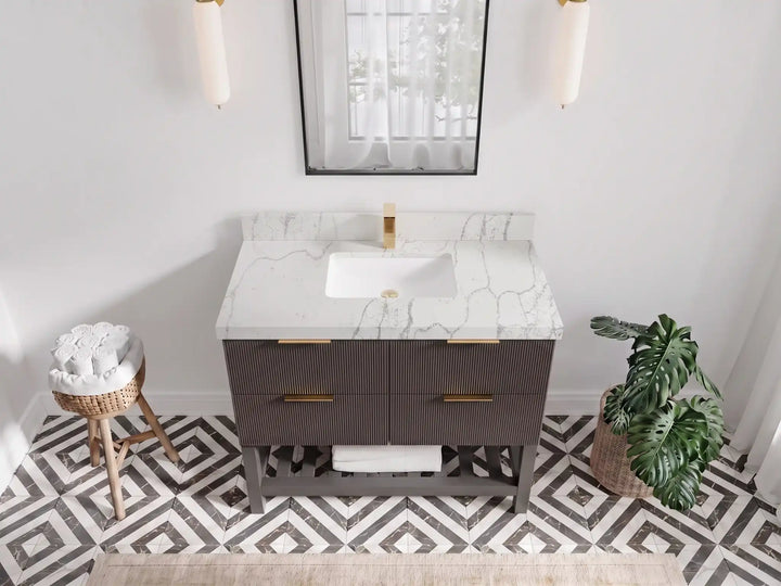 Catalina 42 in W x 22 in D Free Standing Reeded Single Sink Bathroom Vanity - photo 39