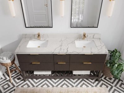 Catalina 72 in W x 22 in D Free Standing Reeded Double Sink Bathroom Vanity