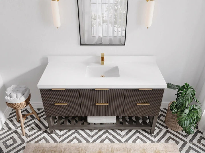 Catalina 60 in W x 22 in D Free Standing Reeded Single Sink Bathroom Vanity - photo 33
