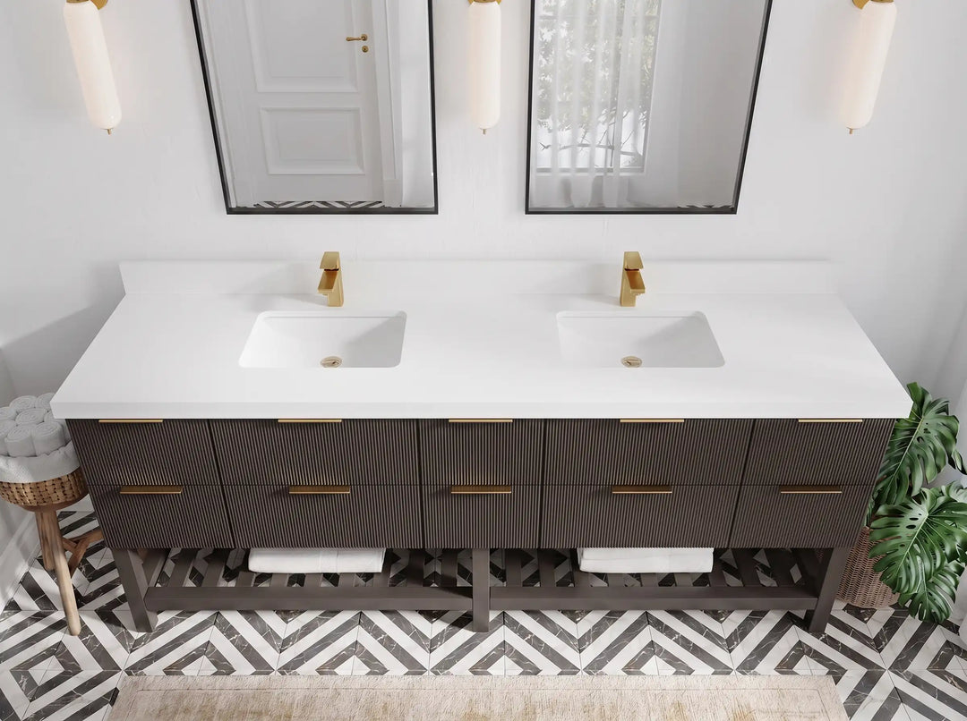 Catalina 84 in W x 22 in D Free Standing Reeded Double Sink Bathroom Vanity | 
              
                Urbane Bronze
                
                  
             - CAT_URB_WHQZ_84D - photo №4