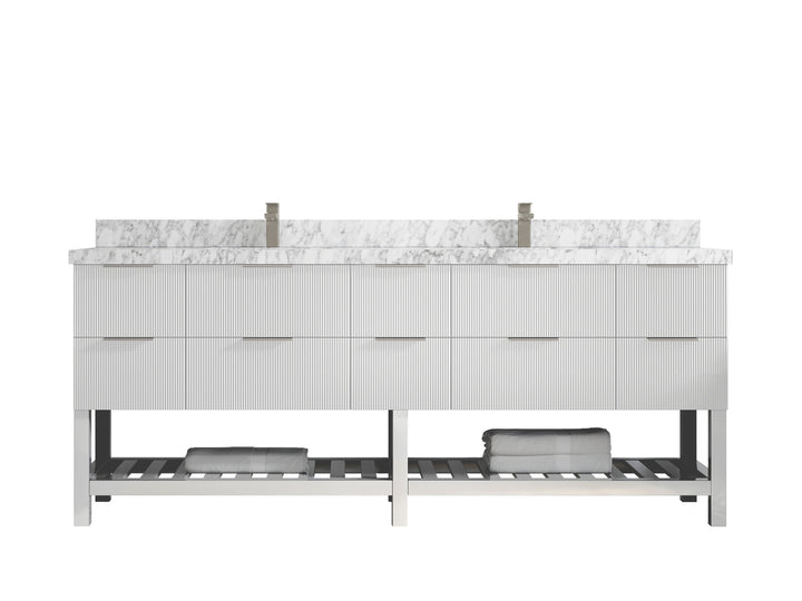 Catalina 84 in W x 22 in D Free Standing Reeded Double Sink Bathroom Vanity - photo 19