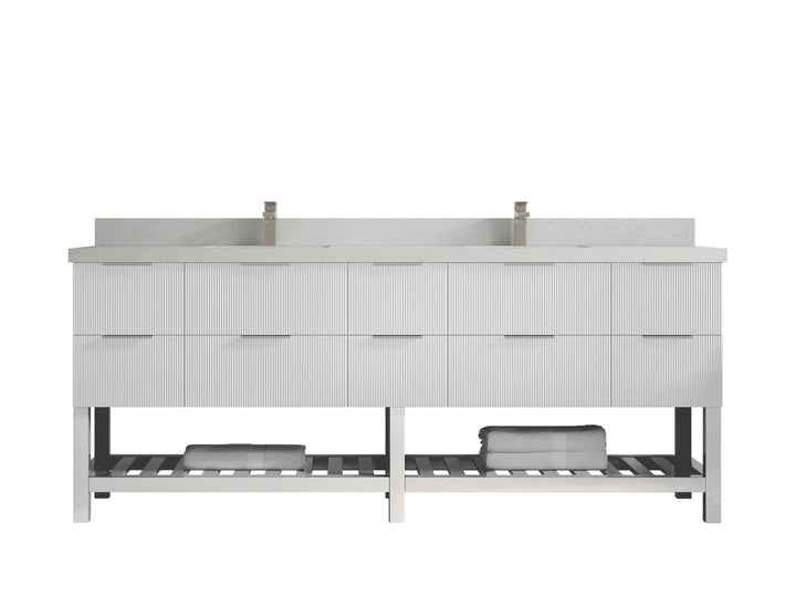 Catalina 84 in W x 22 in D Free Standing Reeded Double Sink Bathroom Vanity - photo 21