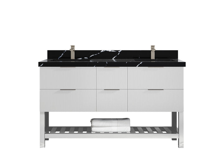 Catalina 60 in W x 22 in D Free Standing Reeded Double Sink Bathroom Vanity - photo 9