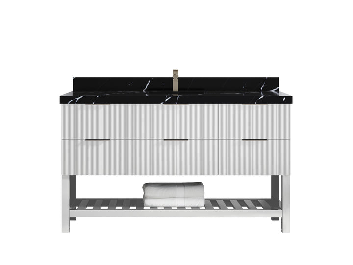 Catalina 60 in W x 22 in D Free Standing Reeded Single Sink Bathroom Vanity - photo 9