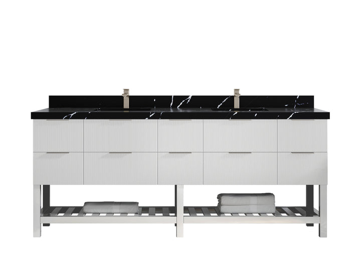 Catalina 84 in W x 22 in D Free Standing Reeded Double Sink Bathroom Vanity - photo 9