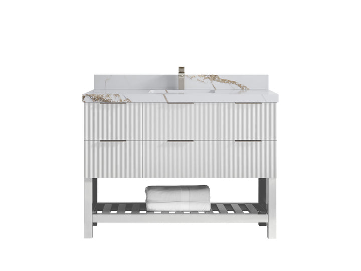 Catalina 48 in W x 22 in D Free Standing Reeded Single Sink Bathroom Vanity - photo 11