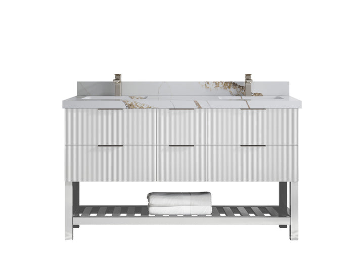 Catalina 60 in W x 22 in D Free Standing Reeded Double Sink Bathroom Vanity - photo 11
