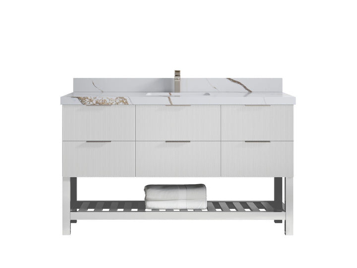 Catalina 60 in W x 22 in D Free Standing Reeded Single Sink Bathroom Vanity - photo 11