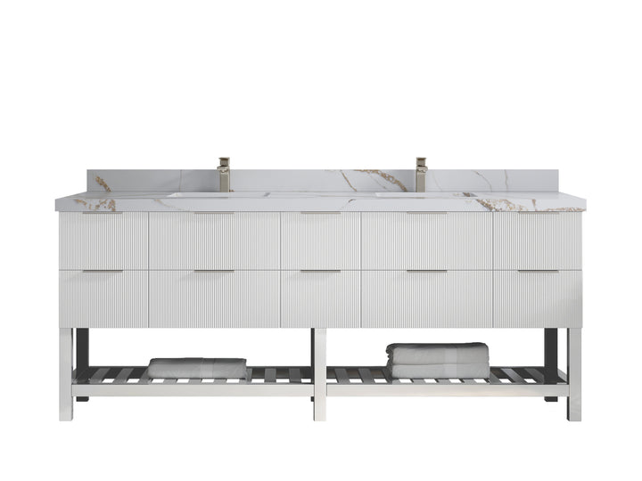 Catalina 84 in W x 22 in D Free Standing Reeded Double Sink Bathroom Vanity - photo 11