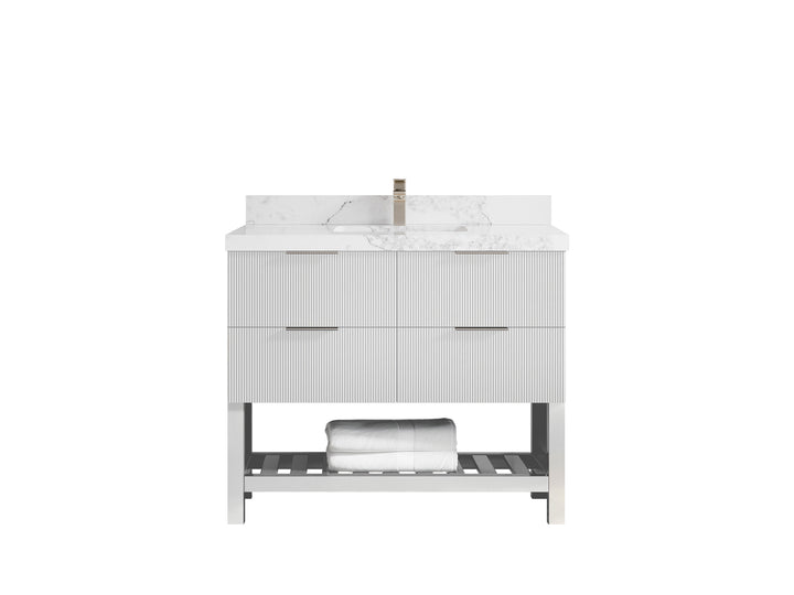 Catalina 42 in W x 22 in D Free Standing Reeded Single Sink Bathroom Vanity - photo 15