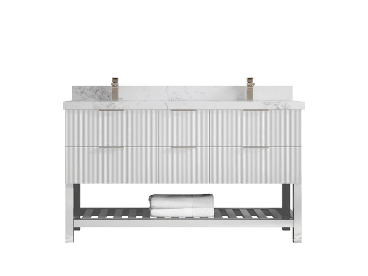 Catalina 60 in W x 22 in D Free Standing Reeded Double Sink Bathroom Vanity - photo 15