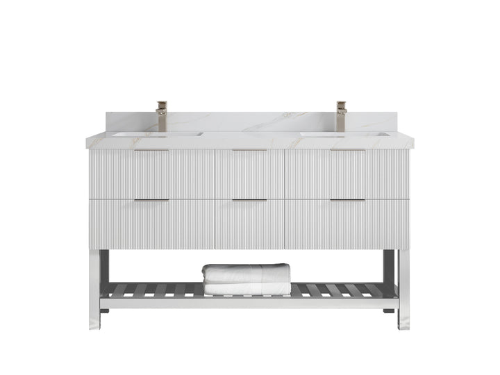 Catalina 60 in W x 22 in D Free Standing Reeded Double Sink Bathroom Vanity - photo 17