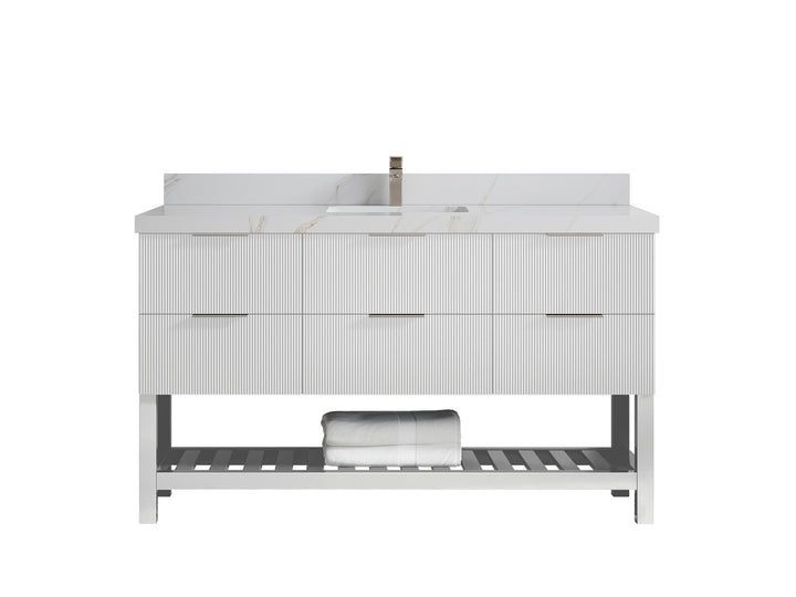 Catalina 60 in W x 22 in D Free Standing Reeded Single Sink Bathroom Vanity - photo 17