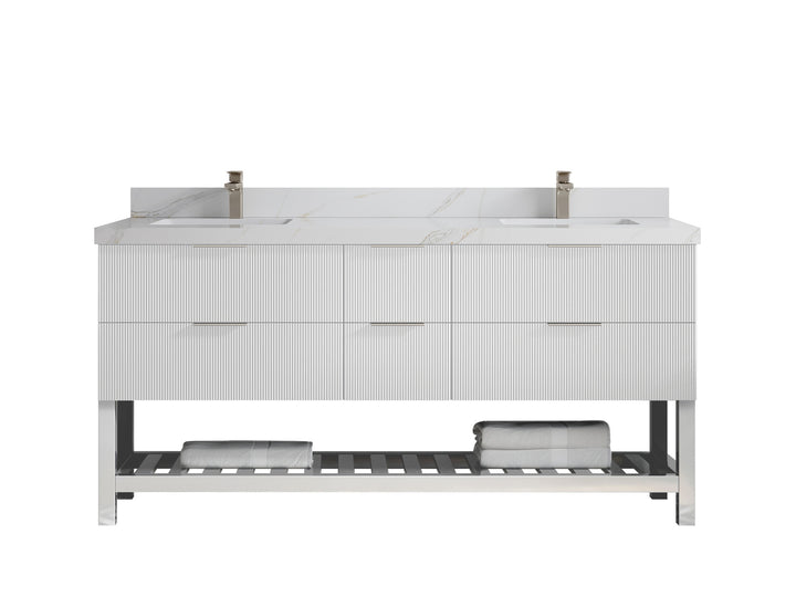 Catalina 72 in W x 22 in D Free Standing Reeded Double Sink Bathroom Vanity - photo 17