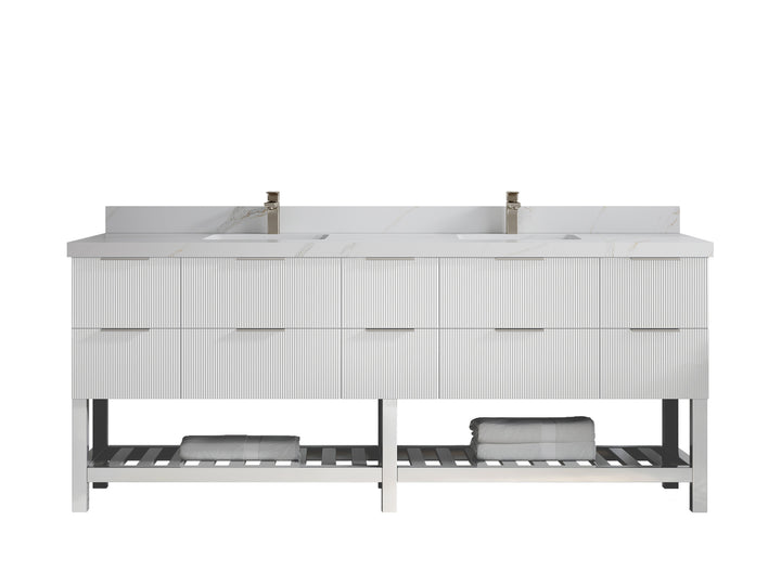 Catalina 84 in W x 22 in D Free Standing Reeded Double Sink Bathroom Vanity - photo 17