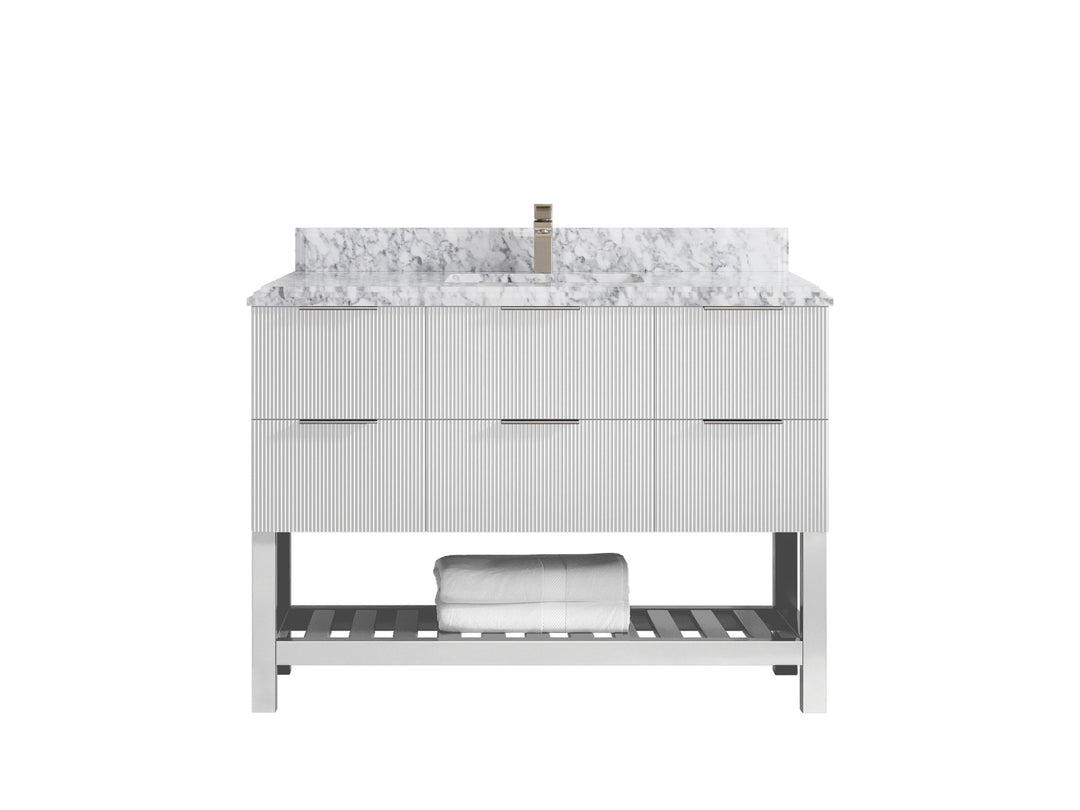 Catalina 48 in W x 22 in D Free Standing Reeded Single Sink Bathroom Vanity