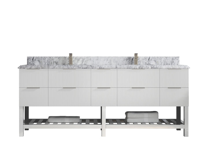 Catalina 84 in W x 22 in D Free Standing Reeded Double Sink Bathroom Vanity - photo 45