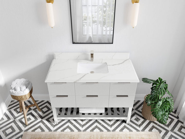 Catalina 48 in W x 22 in D Free Standing Reeded Single Sink Bathroom Vanity - photo 22