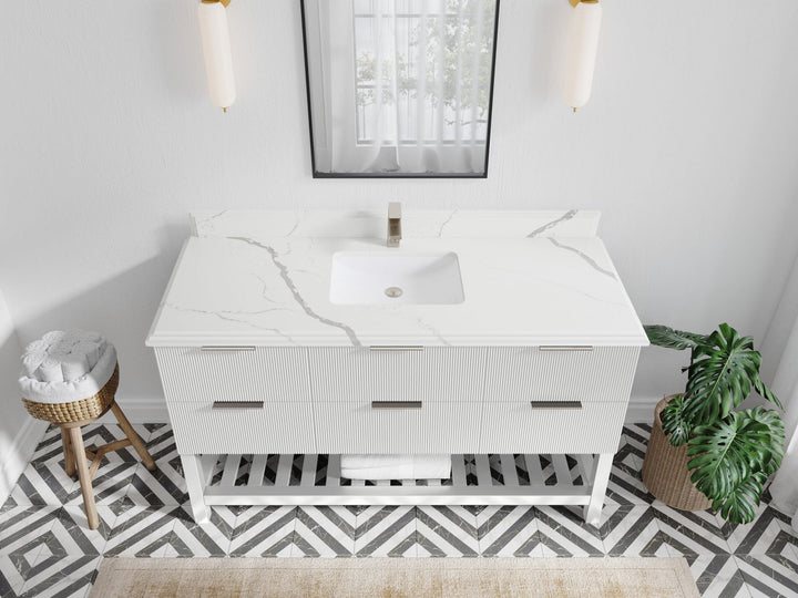 Catalina 60 in W x 22 in D Free Standing Reeded Single Sink Bathroom Vanity - photo 22