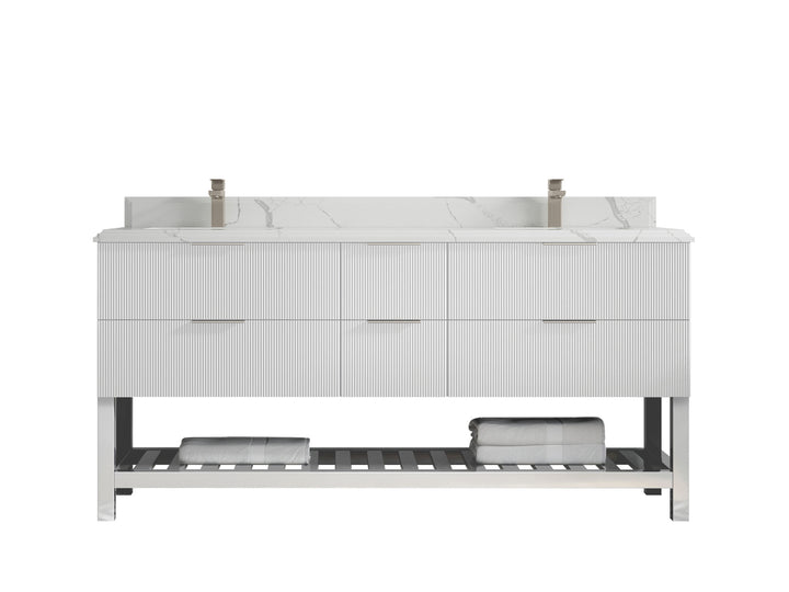 Catalina 72 in W x 22 in D Free Standing Reeded Double Sink Bathroom Vanity - photo 23
