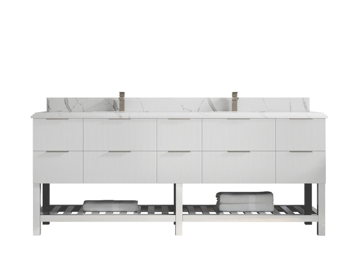Catalina 84 in W x 22 in D Free Standing Reeded Double Sink Bathroom Vanity - photo 23
