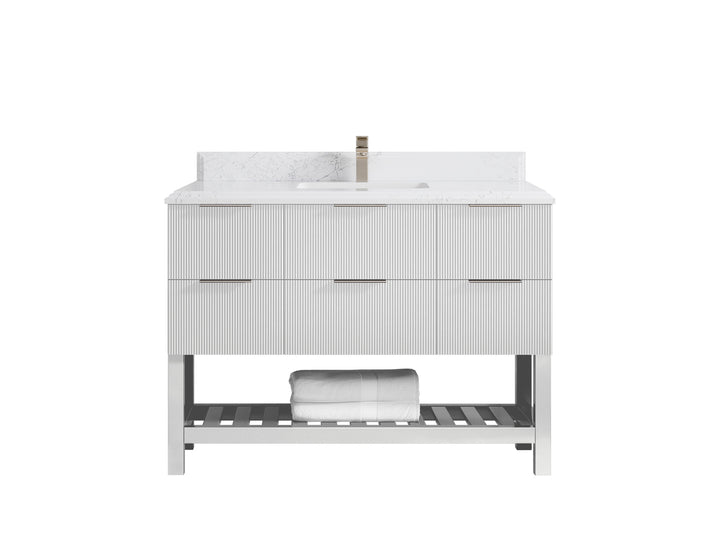 Catalina 48 in W x 22 in D Free Standing Reeded Single Sink Bathroom Vanity - photo 25