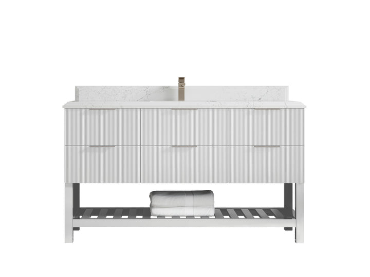 Catalina 60 in W x 22 in D Free Standing Reeded Single Sink Bathroom Vanity - photo 25