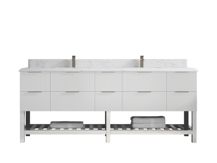Catalina 84 in W x 22 in D Free Standing Reeded Double Sink Bathroom Vanity - photo 25