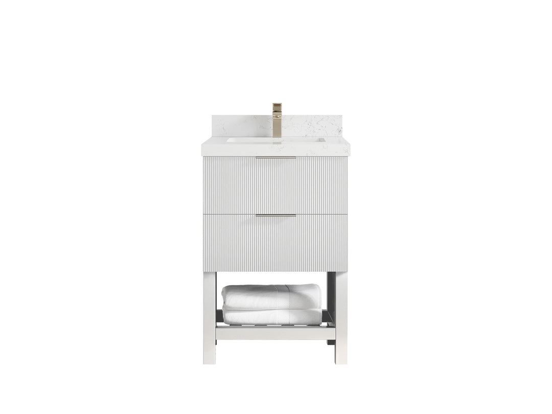 Catalina 24 in. W x 22 in. D Single Sink Bathroom Vanity in White with 2 in Empira Quartz Countertop
