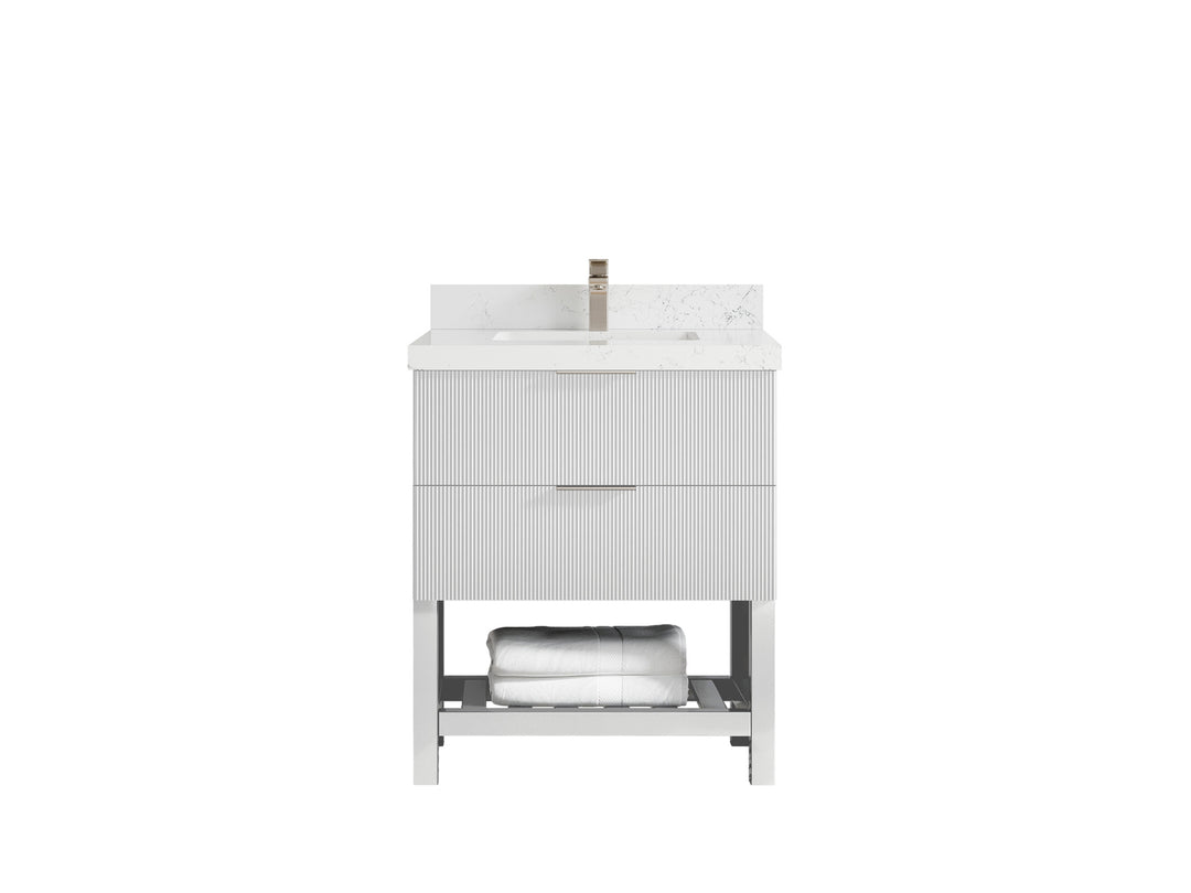 Catalina 30 in. W x 22 in. D Single Sink Bathroom Vanity in White with 2 in Empira Quartz Countertop