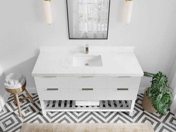 Catalina 60 in W x 22 in D Free Standing Reeded Single Sink Bathroom Vanity - photo 28
