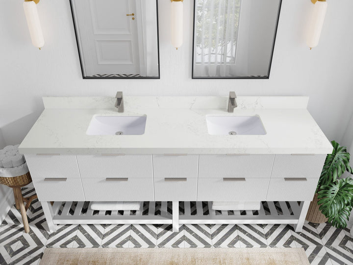 Catalina 84 in W x 22 in D Free Standing Reeded Double Sink Bathroom Vanity - photo 28