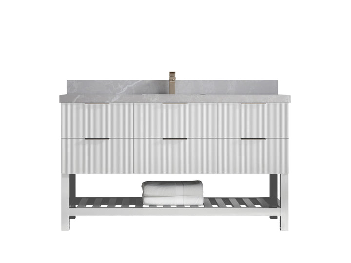 Catalina 60 in W x 22 in D Free Standing Reeded Single Sink Bathroom Vanity - photo 31