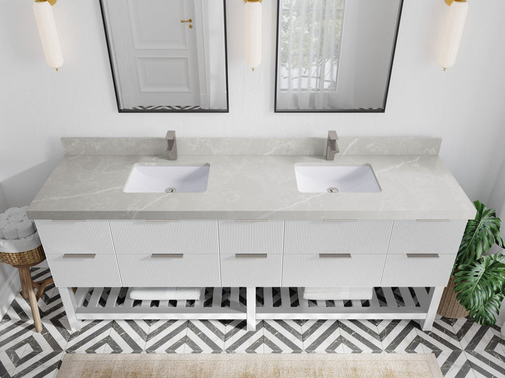 Catalina 84 in W x 22 in D Free Standing Reeded Double Sink Bathroom Vanity - photo 30
