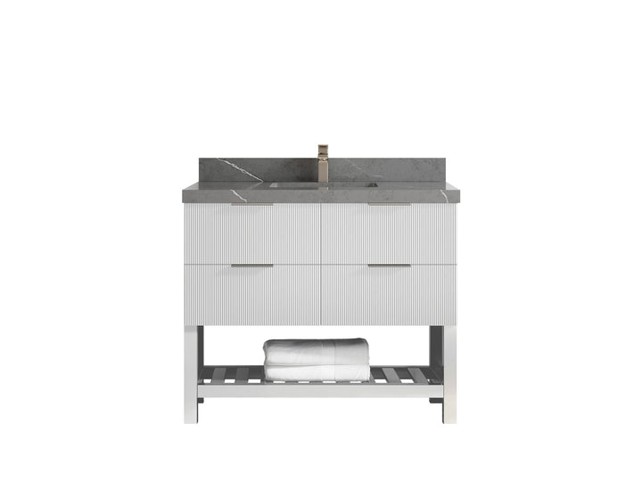 Catalina 42 in W x 22 in D Free Standing Reeded Single Sink Bathroom Vanity - photo 33