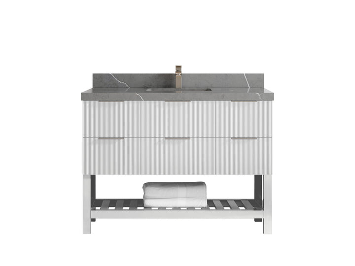 Catalina 48 in W x 22 in D Free Standing Reeded Single Sink Bathroom Vanity - photo 33