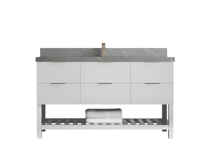 Catalina 60 in W x 22 in D Free Standing Reeded Single Sink Bathroom Vanity - photo 33