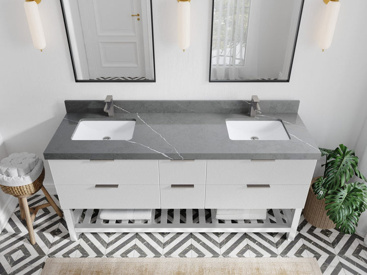 Catalina 72 in W x 22 in D Free Standing Reeded Double Sink Bathroom Vanity - photo 32