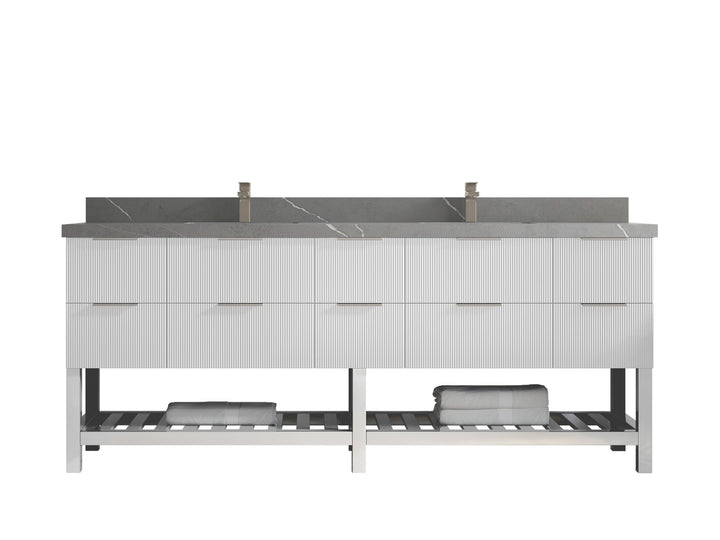 Catalina 84 in W x 22 in D Free Standing Reeded Double Sink Bathroom Vanity - photo 33