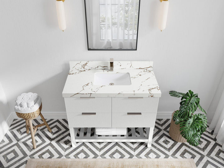 Catalina 42 in W x 22 in D Free Standing Reeded Single Sink Bathroom Vanity - photo 34
